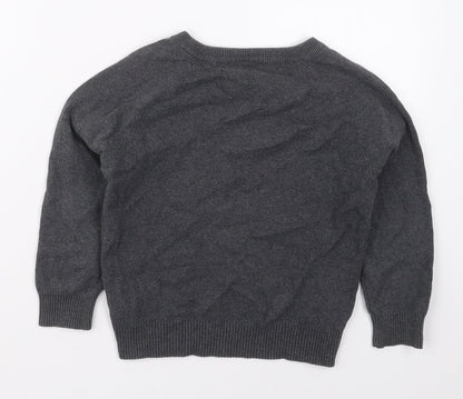 NEXT Boys Grey V-Neck  Cotton Pullover Jumper Size 5-6 Years  Pullover