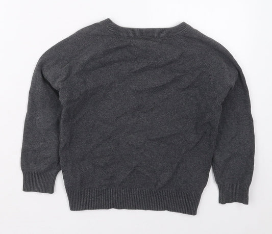 NEXT Boys Grey V-Neck  Cotton Pullover Jumper Size 5-6 Years  Pullover