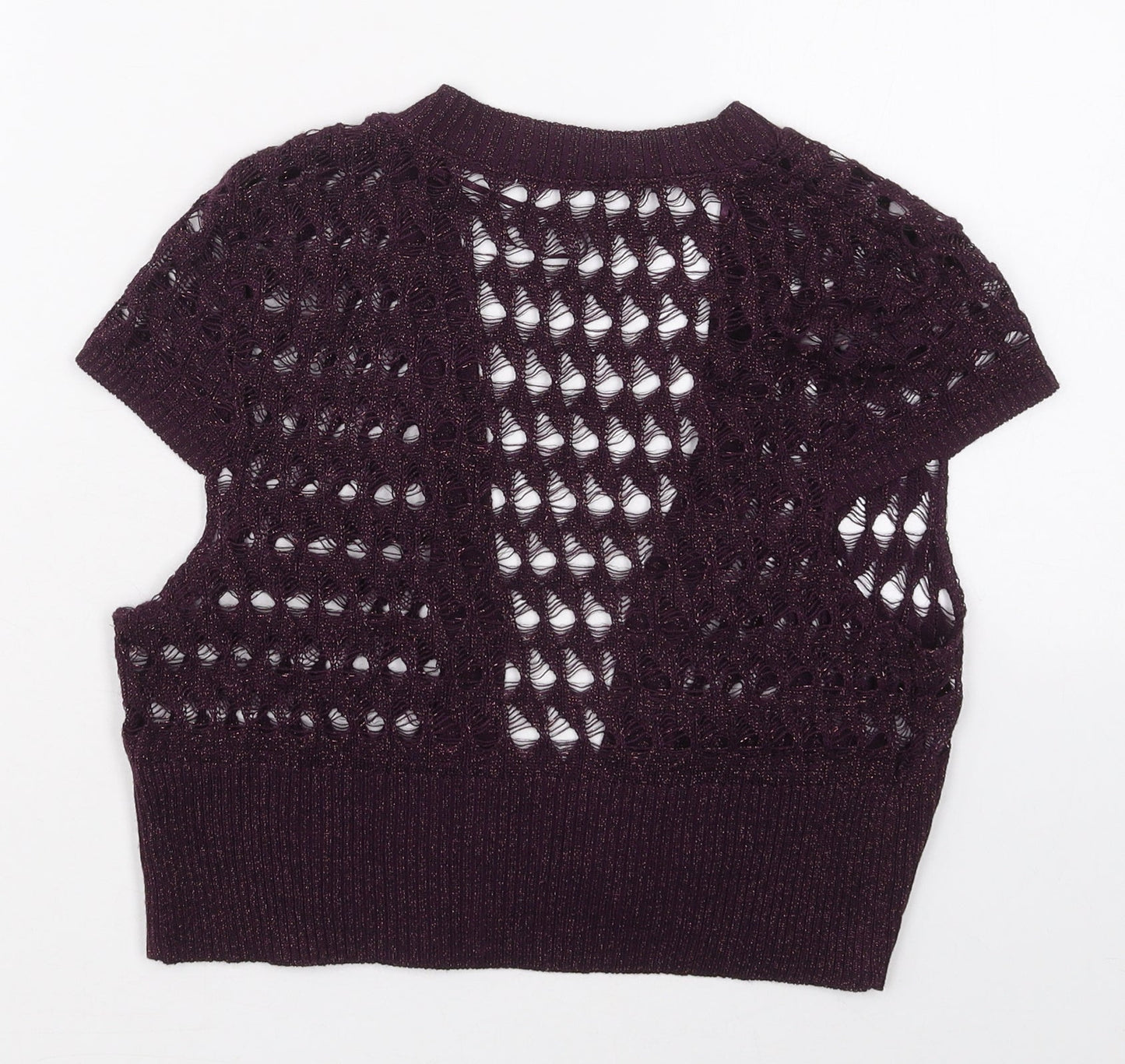 George Womens Purple V-Neck  Acrylic Cardigan Jumper Size M