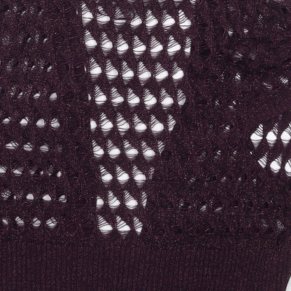 George Womens Purple V-Neck  Acrylic Cardigan Jumper Size M