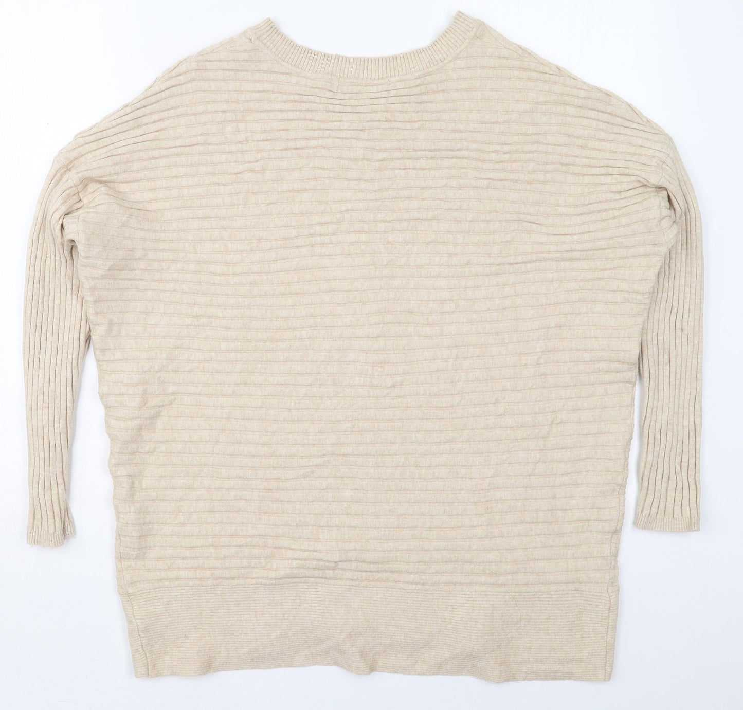 George Womens Beige Crew Neck  Viscose Pullover Jumper Size 16