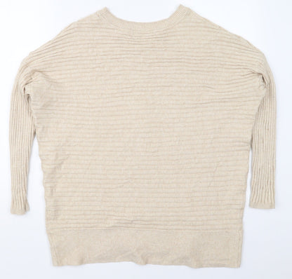 George Womens Beige Crew Neck  Viscose Pullover Jumper Size 16