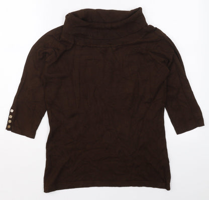 John Lewis Womens Brown Roll Neck  Viscose Pullover Jumper Size L