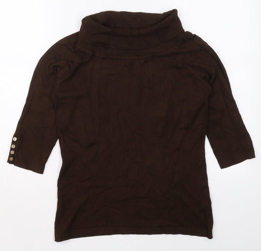 John Lewis Womens Brown Roll Neck  Viscose Pullover Jumper Size L