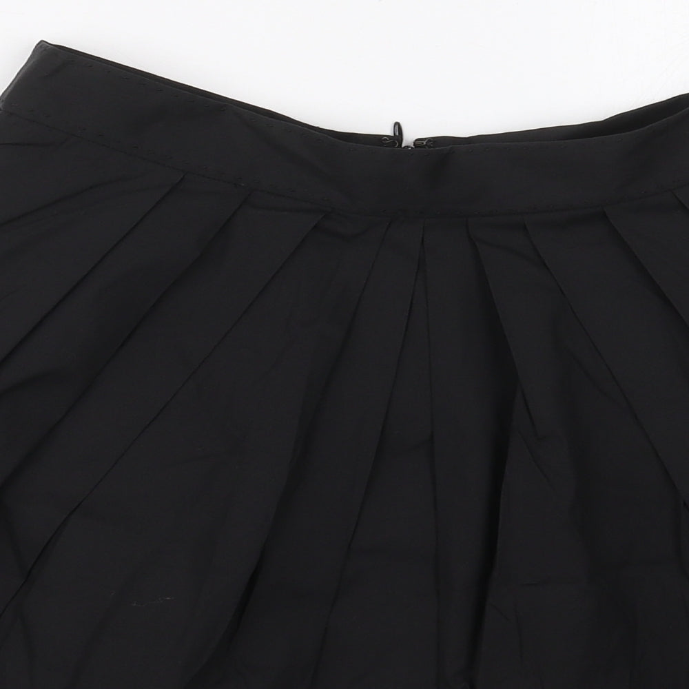 Elie Tahari Womens Black  Cotton Skater Skirt Size 27 in   Zip