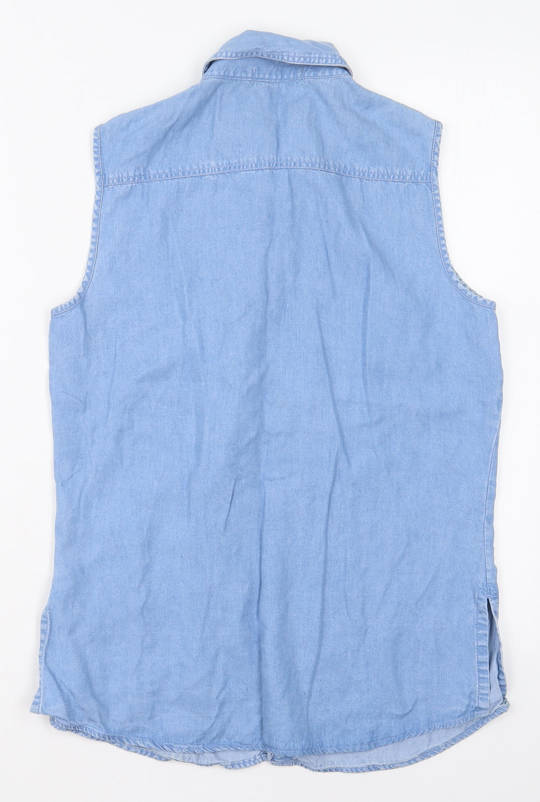 Marks and Spencer Womens Blue  Lyocell Basic Button-Up Size 10 Collared
