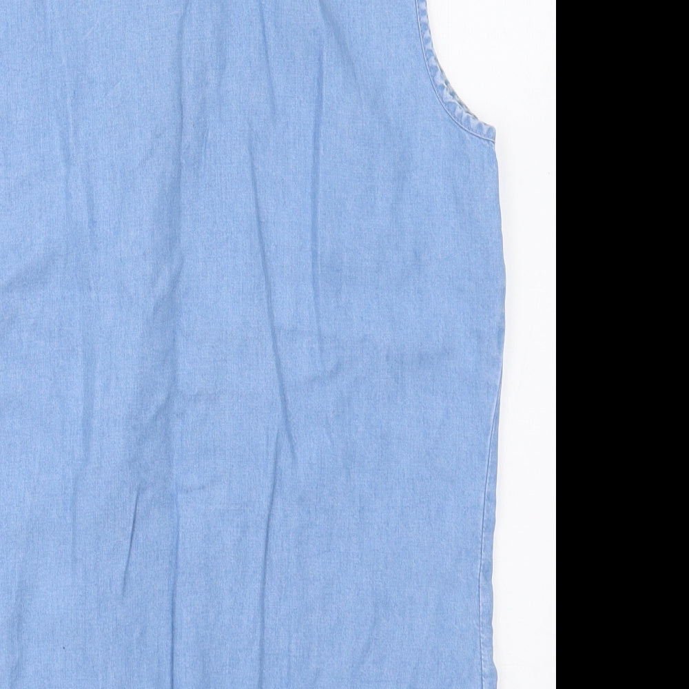Marks and Spencer Womens Blue  Lyocell Basic Button-Up Size 10 Collared