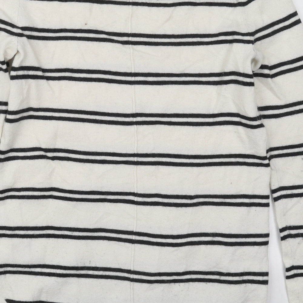 Gap Womens White V-Neck Striped Nylon  Jumper Size XS