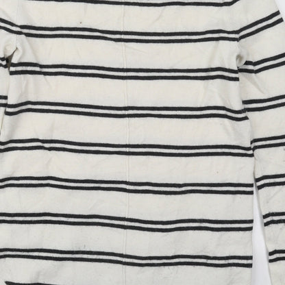 Gap Womens White V-Neck Striped Nylon  Jumper Size XS