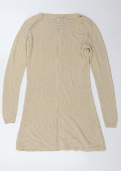 Womens UK Size S BASSINI Beige Henley Jumper