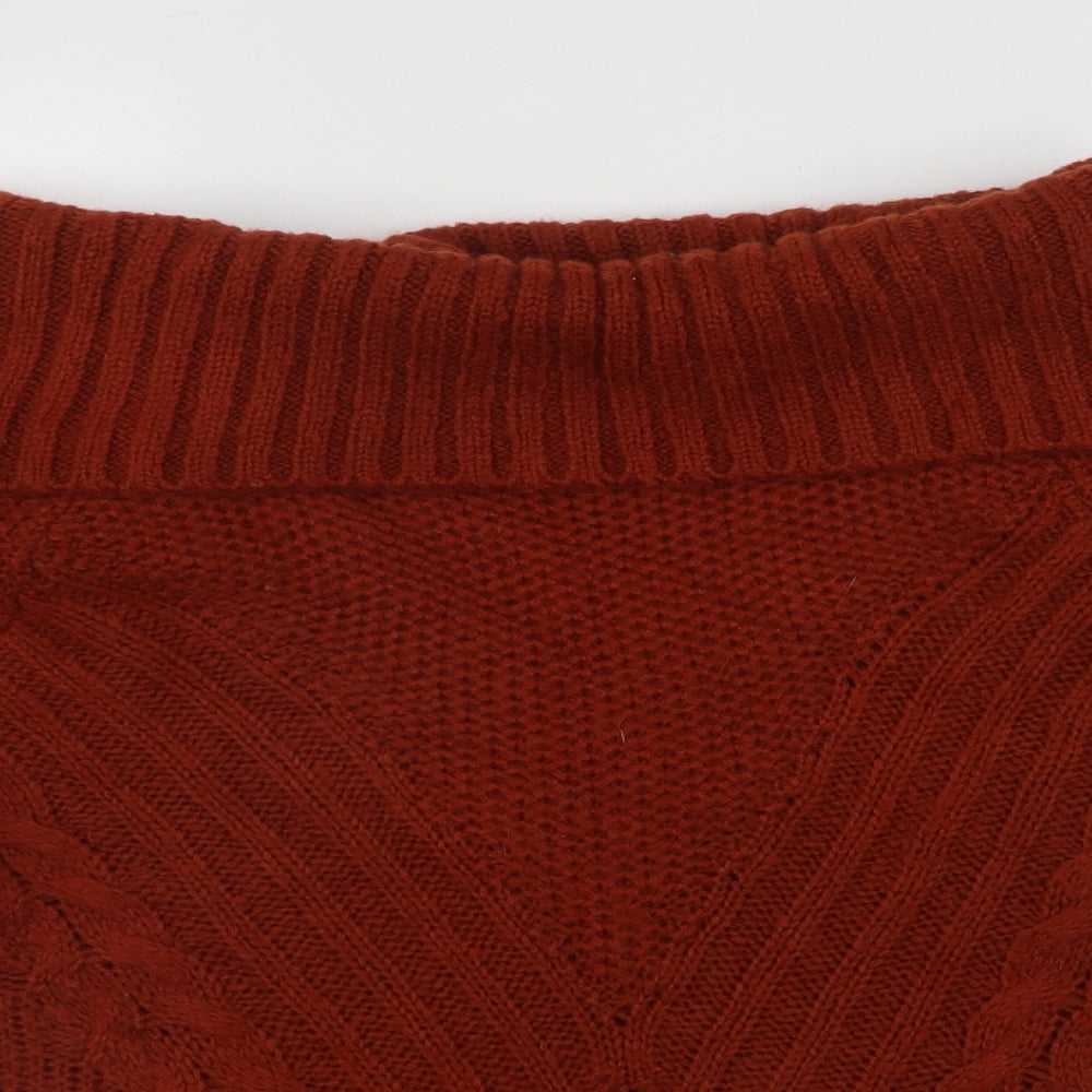 George Womens Brown Roll Neck  Acrylic Pullover Jumper Size 14   - Cable Knit