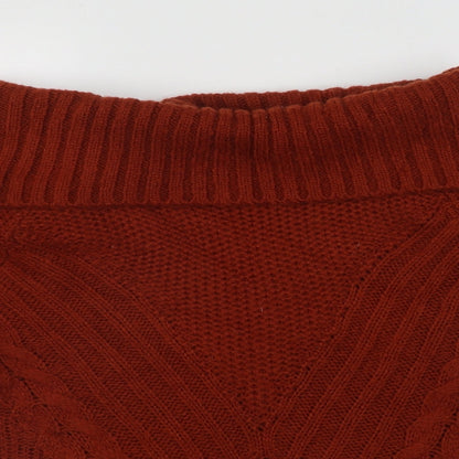 George Womens Brown Roll Neck  Acrylic Pullover Jumper Size 14   - Cable Knit
