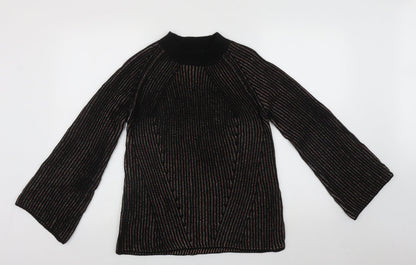 Womens UK Size S Papaya Multicoloured Henley Jumper