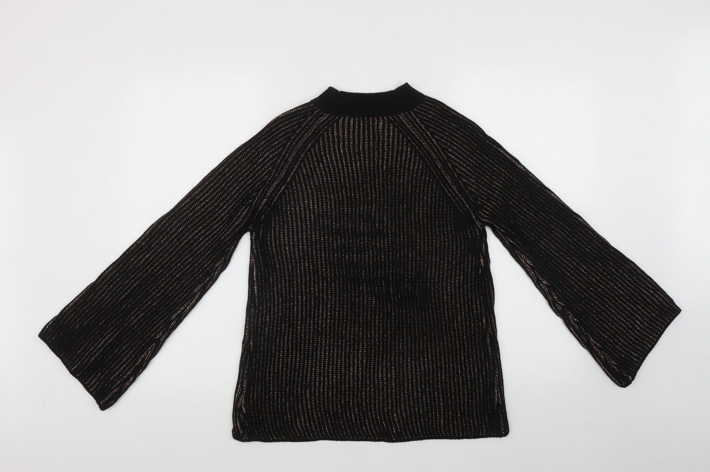 Womens UK Size S Papaya Multicoloured Henley Jumper