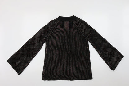 Womens UK Size S Papaya Multicoloured Henley Jumper
