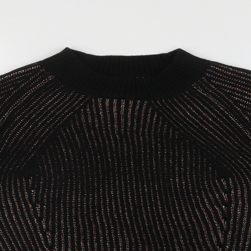 Womens UK Size S Papaya Multicoloured Henley Jumper