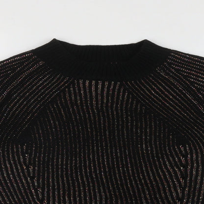 Womens UK Size S Papaya Multicoloured Henley Jumper