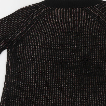 Womens UK Size S Papaya Multicoloured Henley Jumper