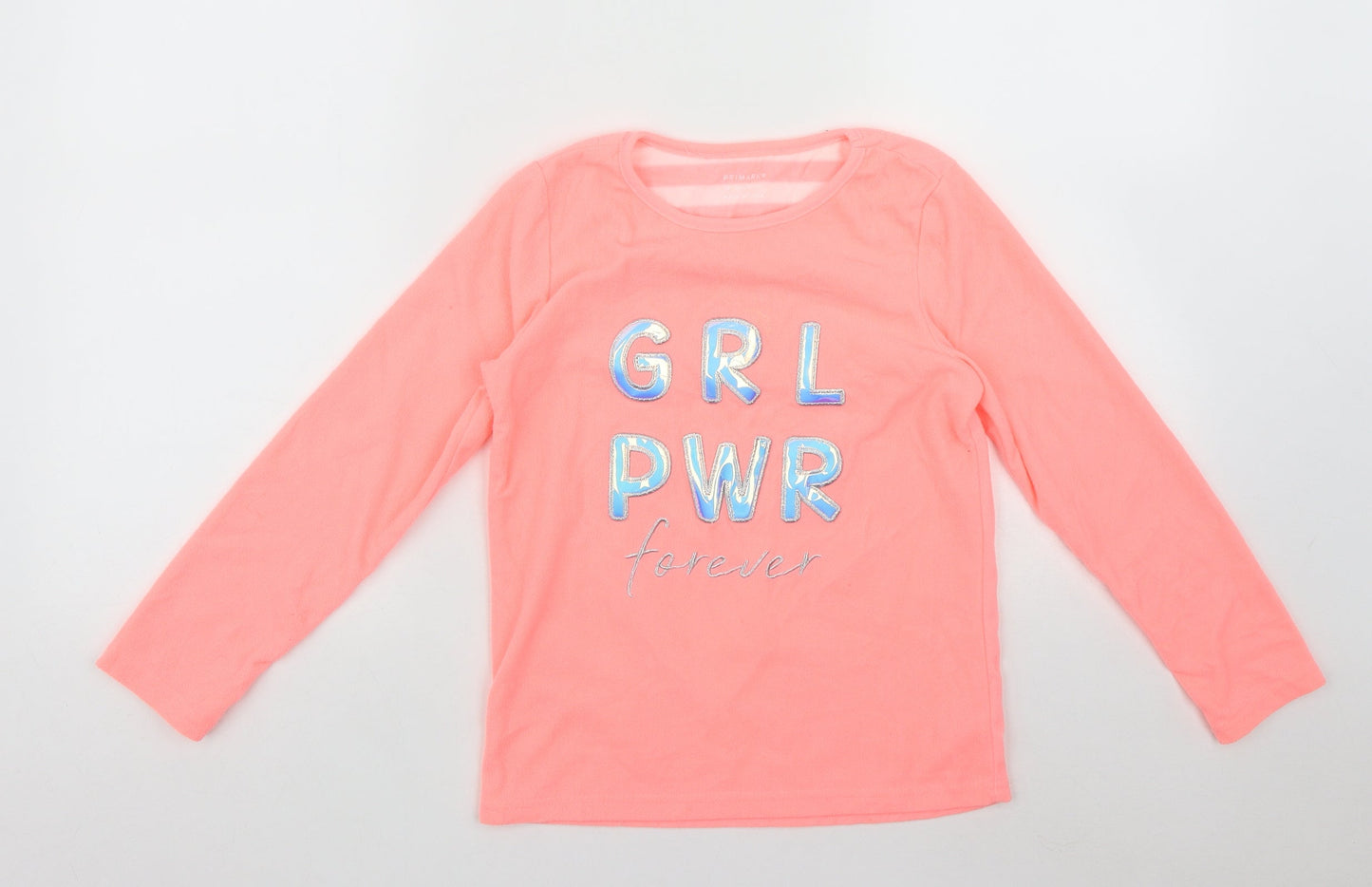 Primark Girls Pink Roll Neck  Polyester Pullover Jumper Size 9-10 Years   - GIRL POWER FOREVER