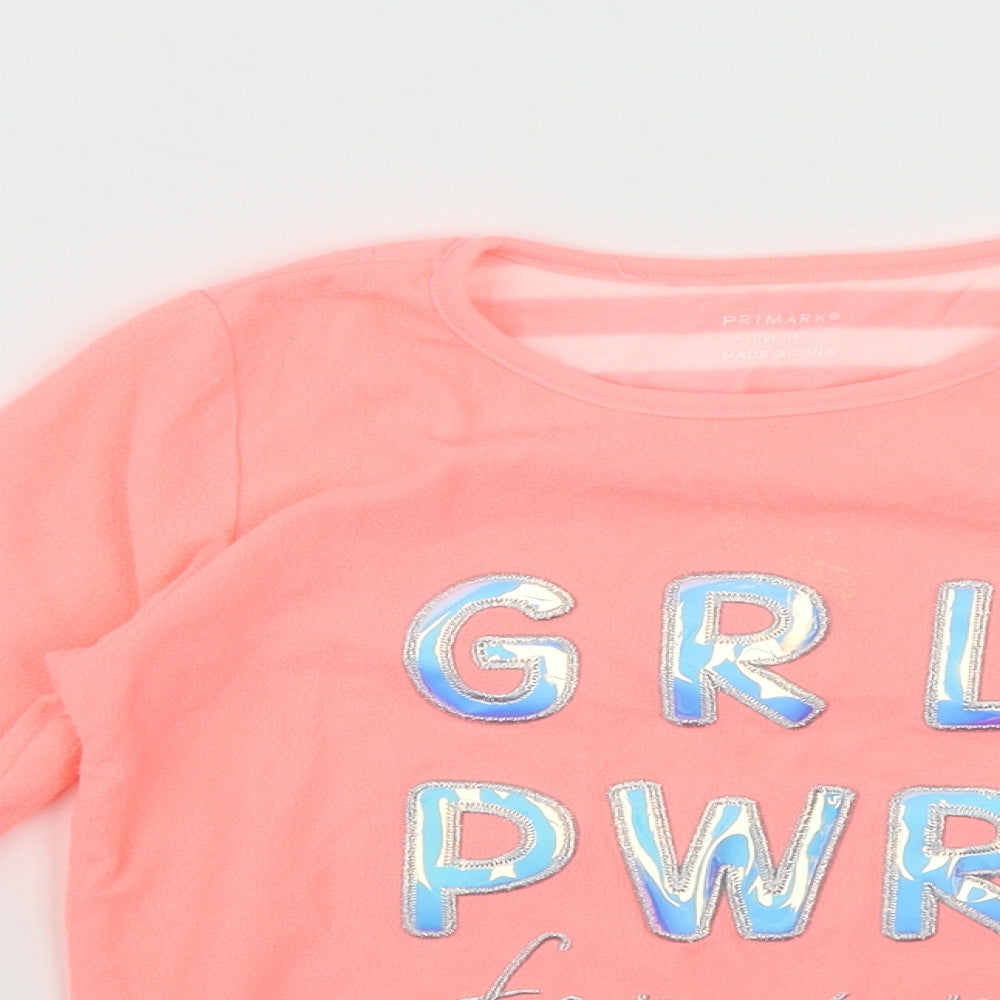 Primark Girls Pink Roll Neck  Polyester Pullover Jumper Size 9-10 Years   - GIRL POWER FOREVER