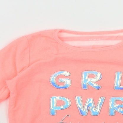 Primark Girls Pink Roll Neck  Polyester Pullover Jumper Size 9-10 Years   - GIRL POWER FOREVER