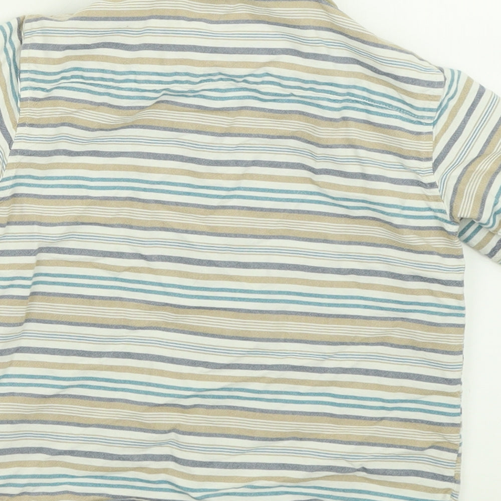 Matalan Boys Brown Striped Cotton Basic Button-Up Size 4-5 Years Collared Button