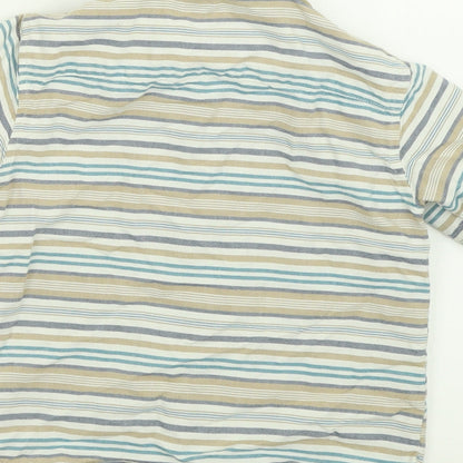 Matalan Boys Brown Striped Cotton Basic Button-Up Size 4-5 Years Collared Button