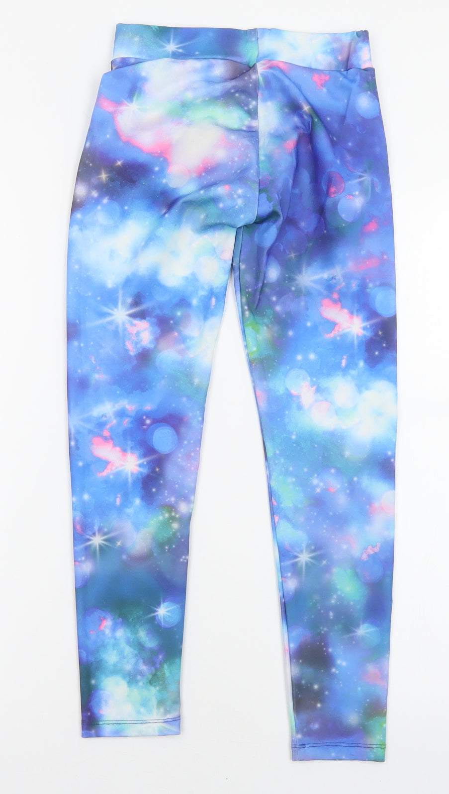 Back view of Dunnes girls’ blue ombré polyester capri trousers, size 9, months regular pullover