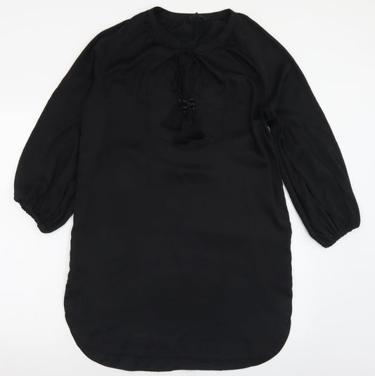 H&M Womens Black  Polyester A-Line  Size 10  Crew Neck Tie