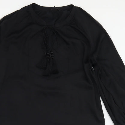 H&M Womens Black  Polyester A-Line  Size 10  Crew Neck Tie