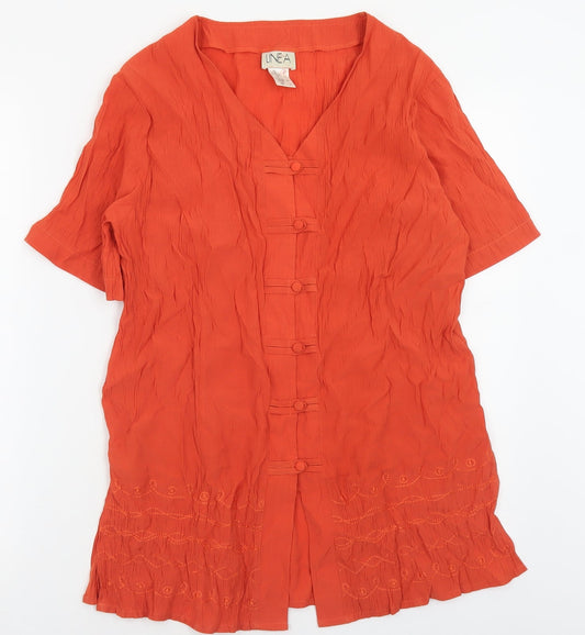 Womens UK Size 12 Linea Orange Basic Button-Up