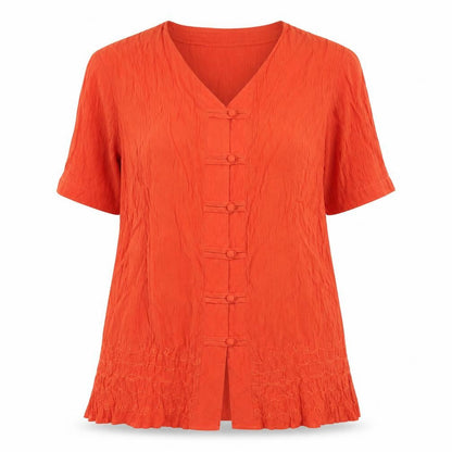 Womens UK Size 12 Linea Orange Basic Button-Up