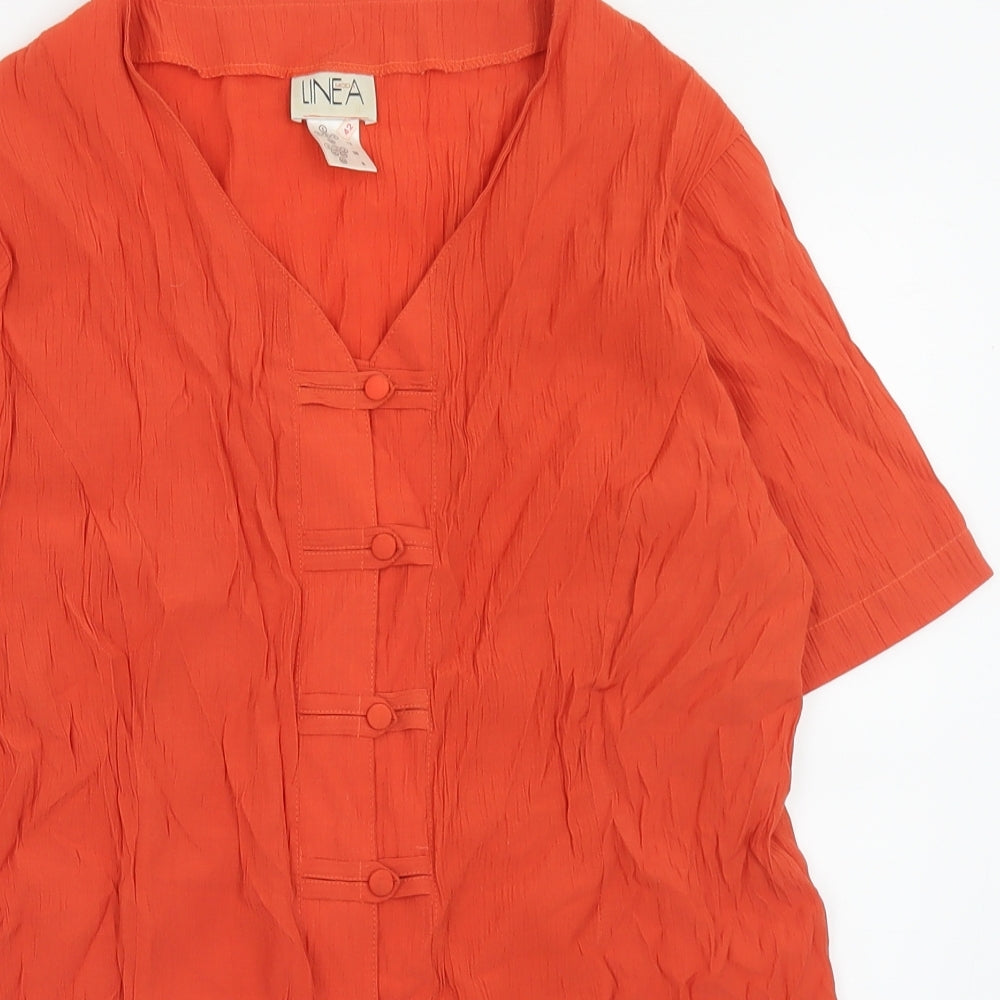 Womens UK Size 12 Linea Orange Basic Button-Up