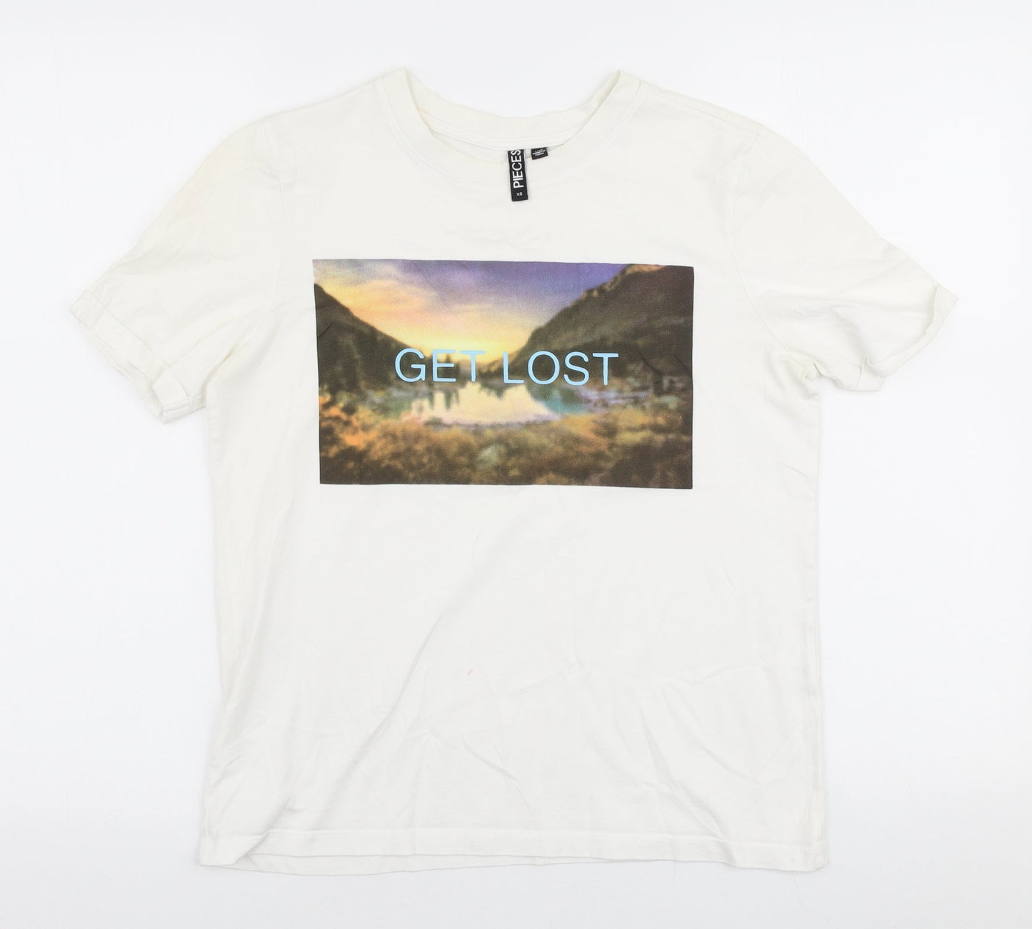 Womens UK Size XS Pieces White Jersey T-Shirt