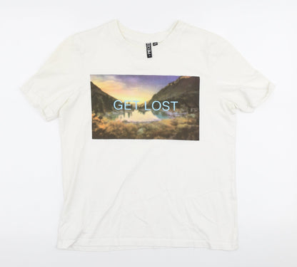 Womens UK Size XS Pieces White Jersey T-Shirt