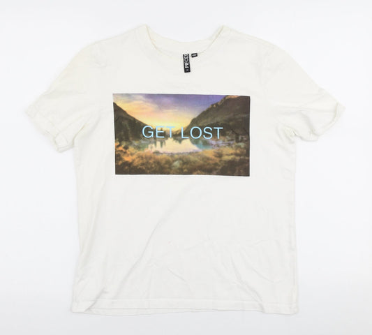 Womens UK Size XS Pieces White Jersey T-Shirt