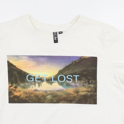 Womens UK Size XS Pieces White Jersey T-Shirt