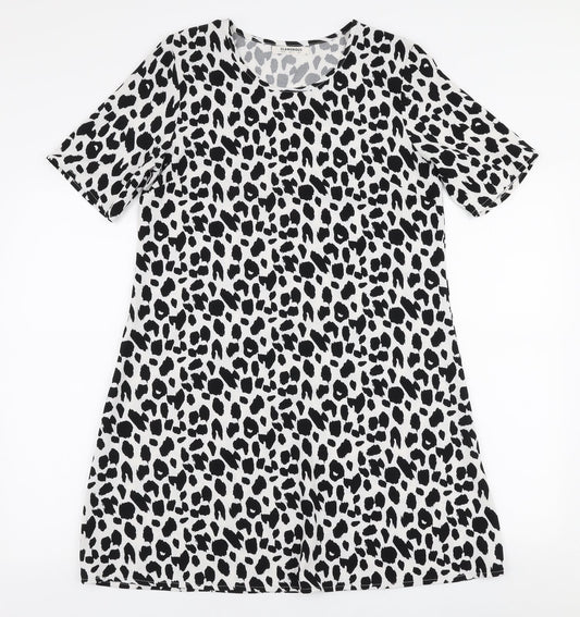 Glamourous Womens White Animal Print Polyester A-Line  Size 10  Round Neck Pullover