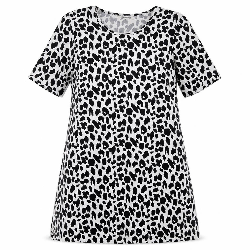 Glamorous Womens White Animal Print Polyester A-Line  Size 10  Round Neck Pullover