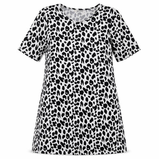 Front view of Glamorous women’s white animal print polyester a-line, size UK 10, round neck pullover