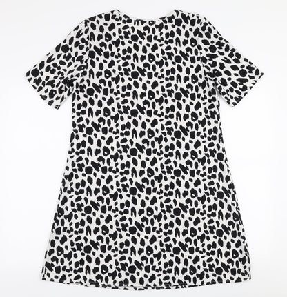 Glamourous Womens White Animal Print Polyester A-Line  Size 10  Round Neck Pullover