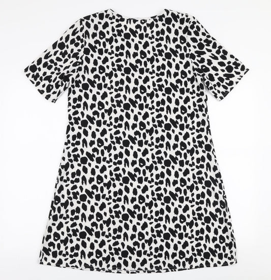 Glamourous Womens White Animal Print Polyester A-Line  Size 10  Round Neck Pullover