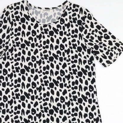 Glamourous Womens White Animal Print Polyester A-Line  Size 10  Round Neck Pullover
