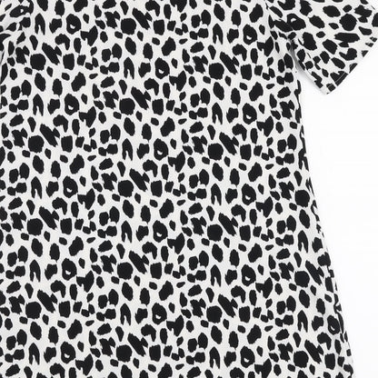 Glamourous Womens White Animal Print Polyester A-Line  Size 10  Round Neck Pullover