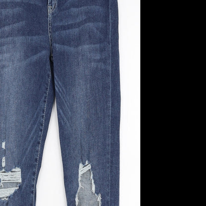 &Denim Womens Blue  Cotton Skinny Jeans Size 30 in L28 in Slim Zip