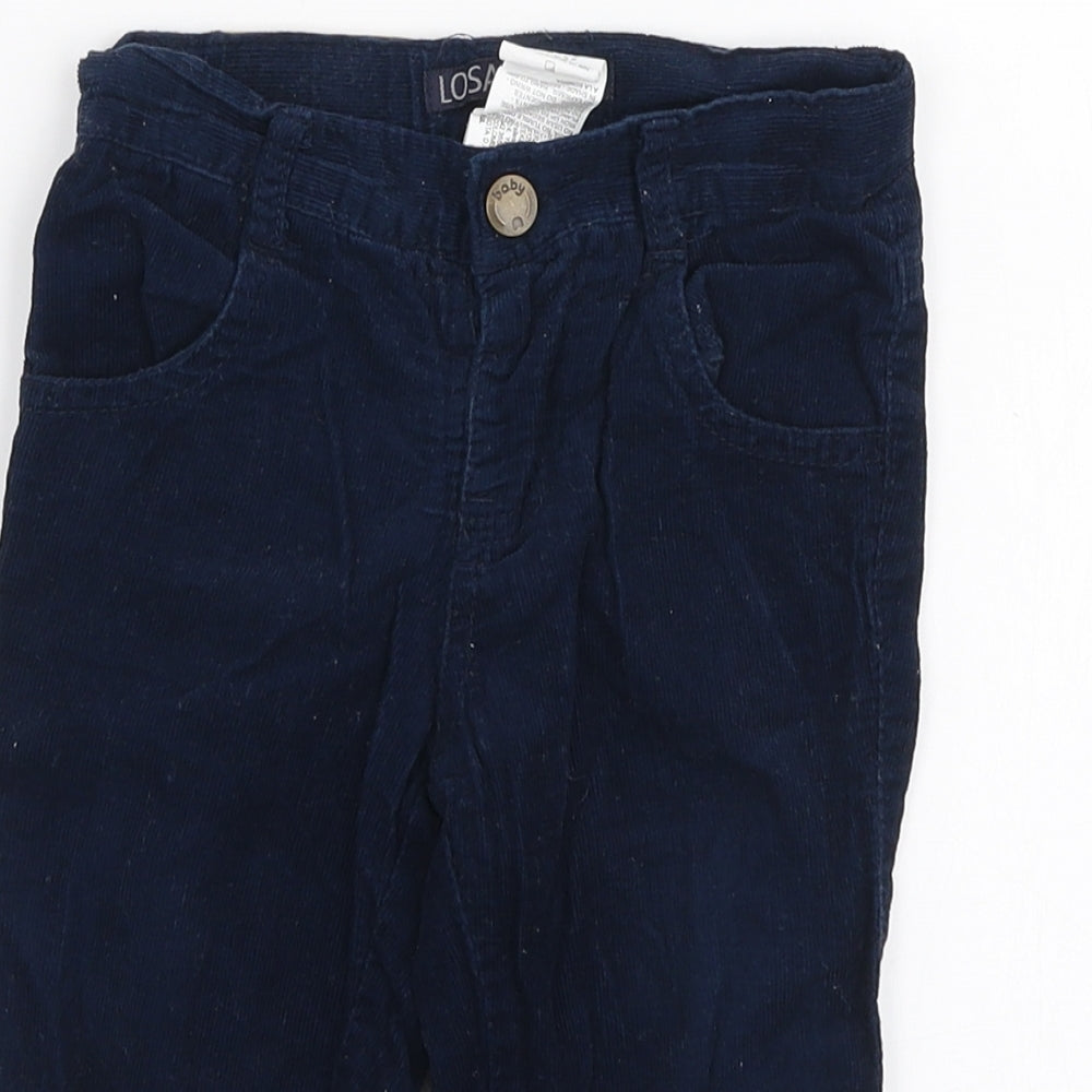 Losan Boys Blue  100% Cotton Cargo Trousers Size 9 Months  Button
