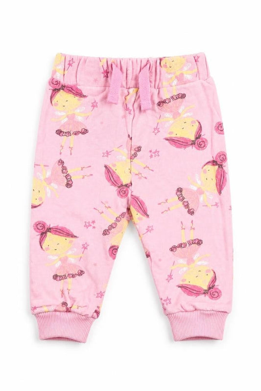 Studio Girls Pink  100% Cotton Jogger Trousers Size 6-9 Months  Drawstring - Fairy