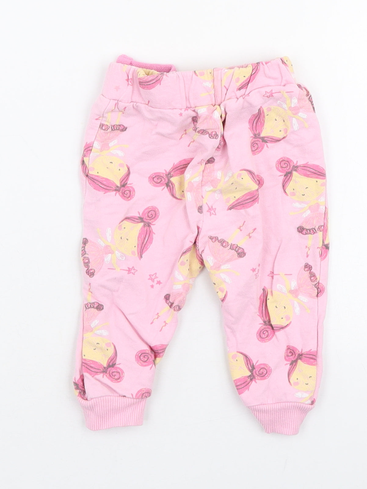 Studio Girls Pink  100% Cotton Jogger Trousers Size 6-9 Months  Drawstring - Fairy