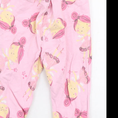 Studio Girls Pink  100% Cotton Jogger Trousers Size 6-9 Months  Drawstring - Fairy