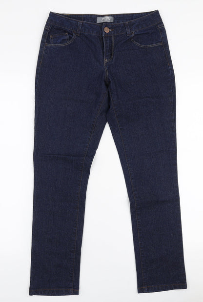 Dorothy Perkins Womens Blue  Cotton Skinny Jeans Size 8 L28 in Slim Zip